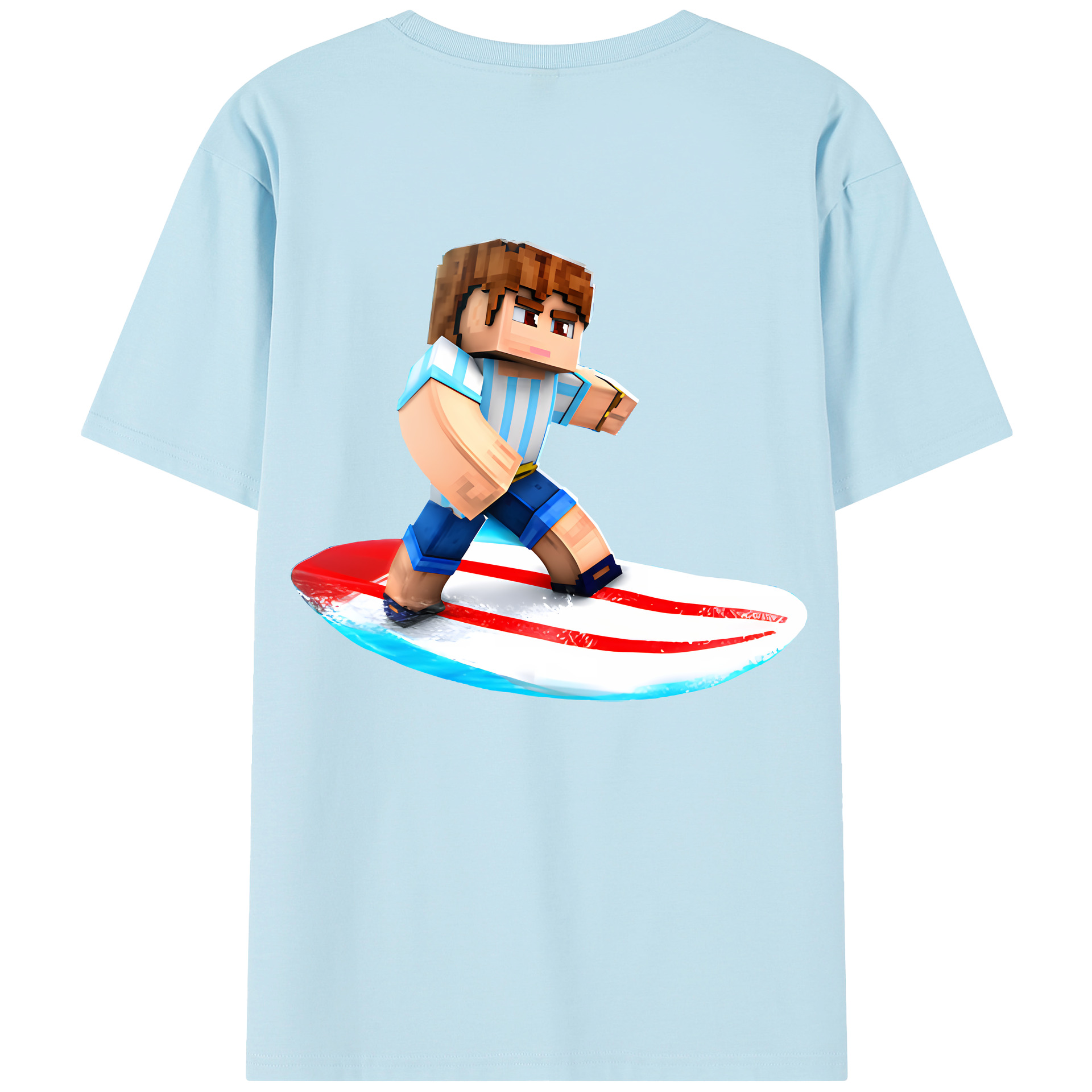 （画像用） マインクラフト ブロックの世界 Minecraft MC Block world 綿100％半袖Tシャツ（背面プリント）